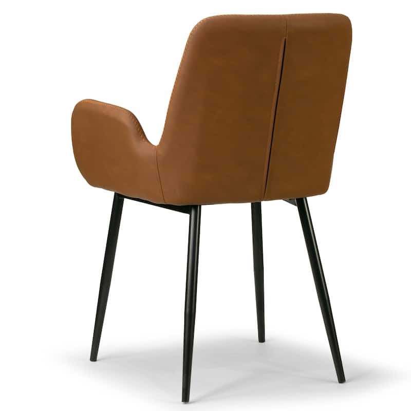 Set of 2 Alrik Brown Arm Chair with Zigzag Stitching Black Metal Legs