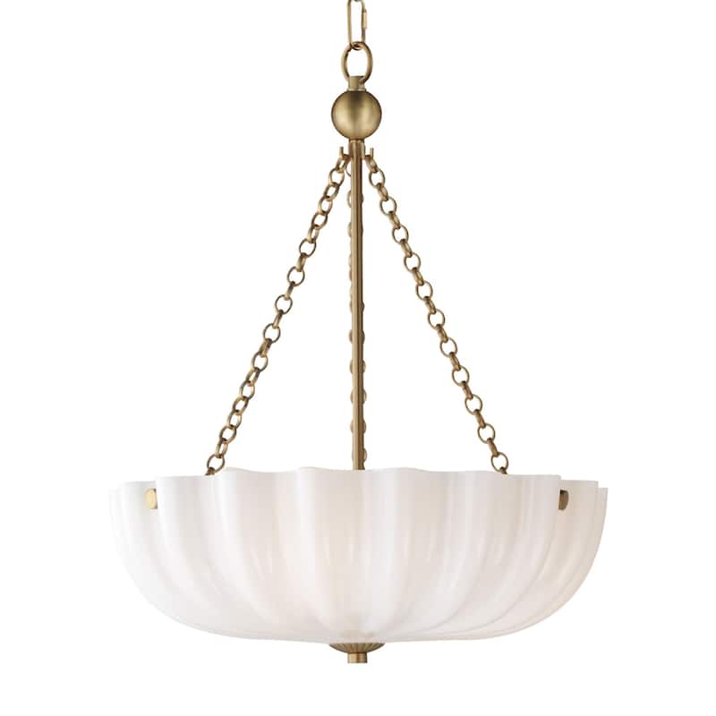 Maxim 22652 Bundt 3 Light 16" Wide Semi-Flush Bowl Ceiling Fixture / - White / Natural Aged Brass
