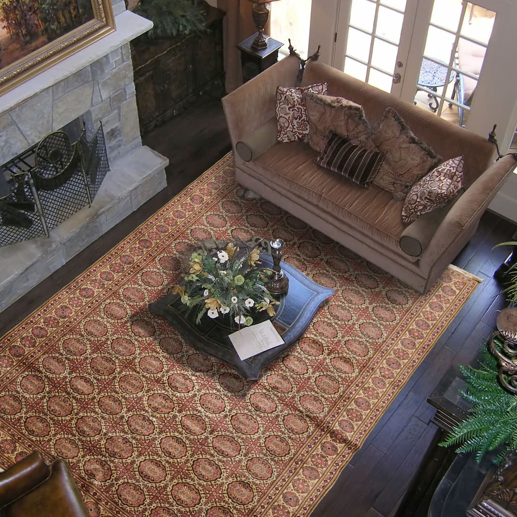 Hand-Knotted Beige Oriental Area Rug Keysari Traditional 6'5" x 9'7" - 6' 5'' x 9' 7''