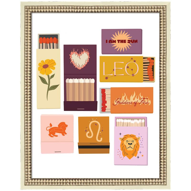 Kate and Laurel Leo Matchbooks 14x18 FC by Megan Ryan Framed Wall Art Print - 16x20