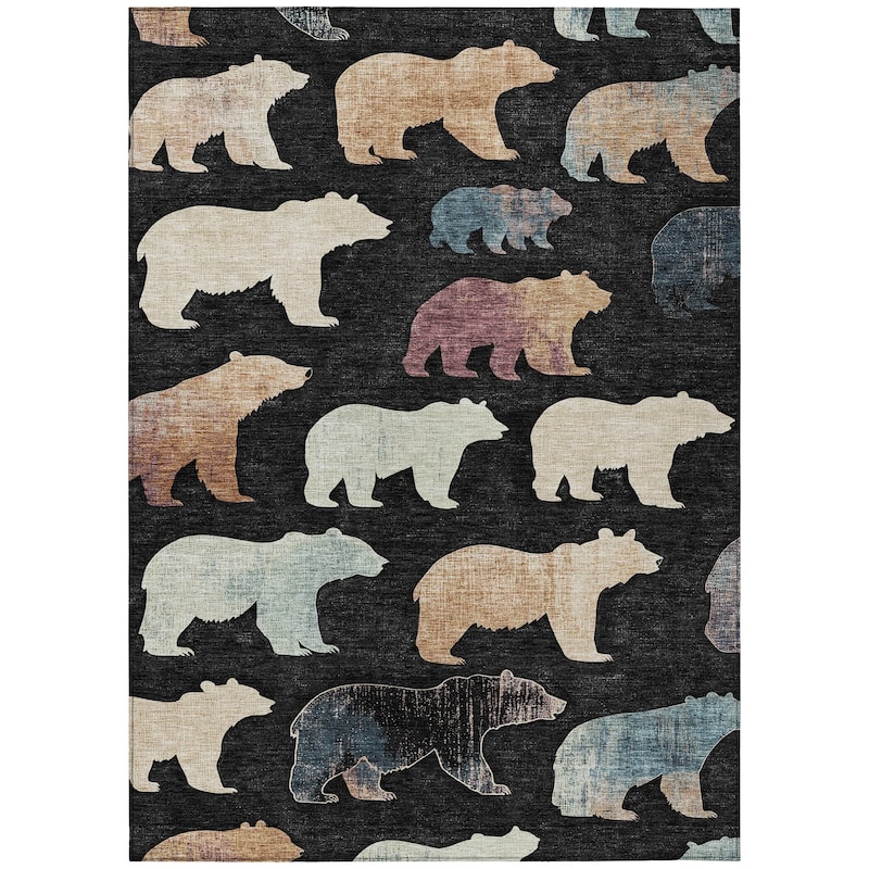 Machine Washable Indoor/ Outdoor Modern Bear Chantille Rug