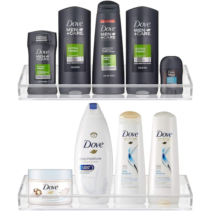 Acrylic Bathroom Floating Display Shelves, Clear Shelf Storage