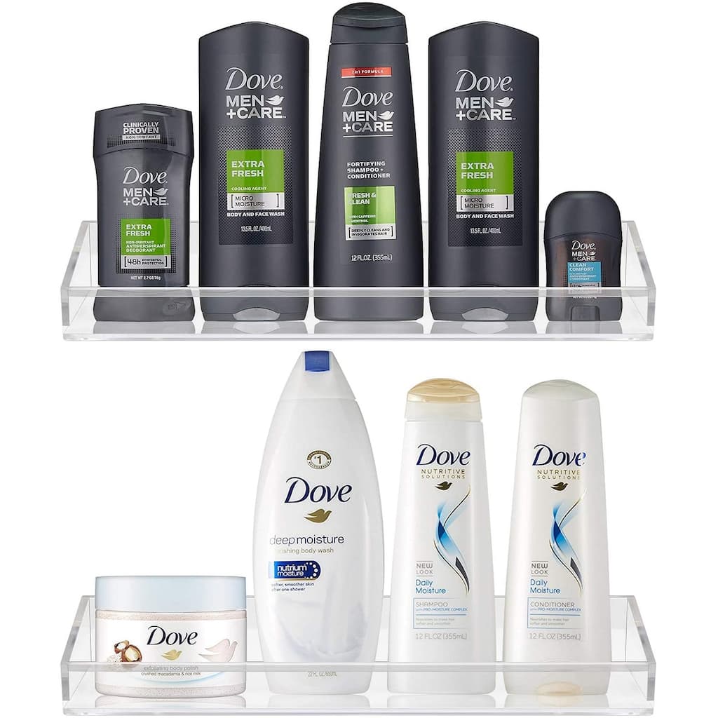 Acrylic Bathroom Floating Display Shelves, Clear Shelf Storage