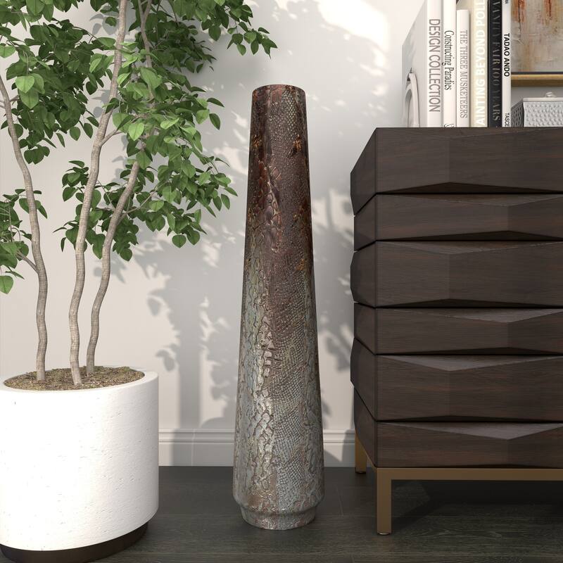 Silver Ceramic Snakeskin Inspired Decorative Vase