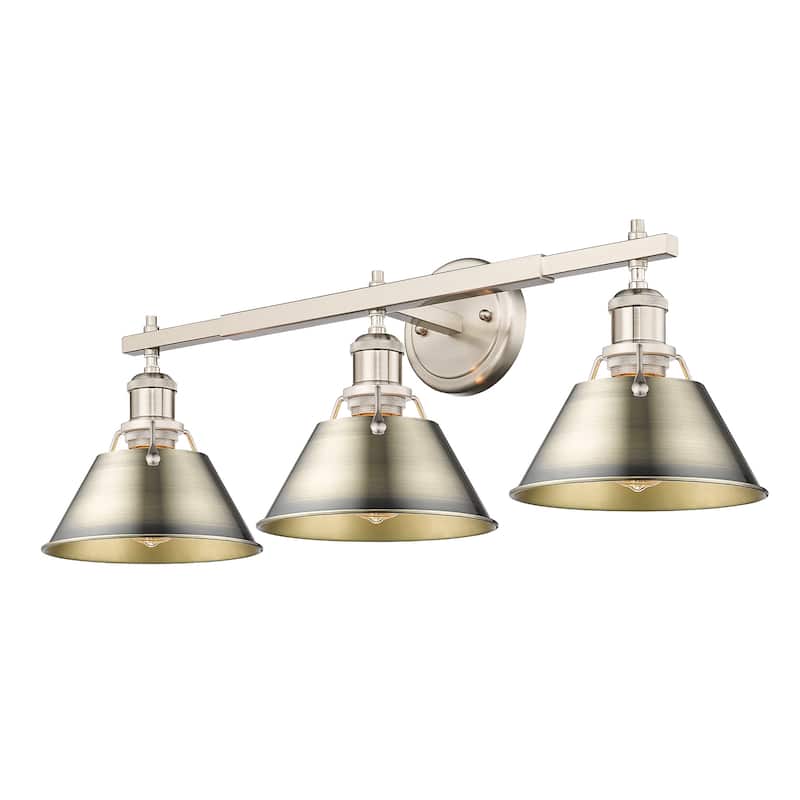 Orwell 3-Light Vanity Light in Pewter with Aged Brass - Silver