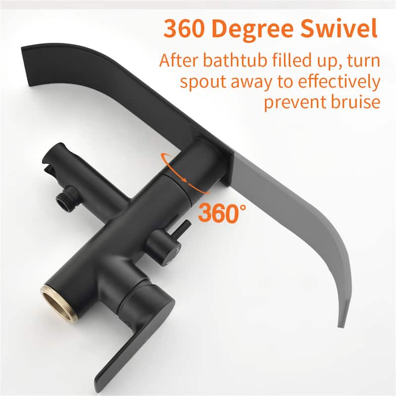 Floor Mount Tub Faucet Matte Black Modern Single Handle Freestanding Bathtub Filler Waterfall