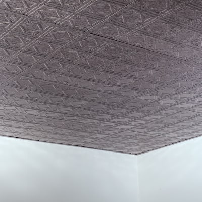 FASÄDE Traditional Style 4 Decorative Vinyl 2ft x 2ft Lay in Ceiling Panel in Galvanized Steel (5 Pack)