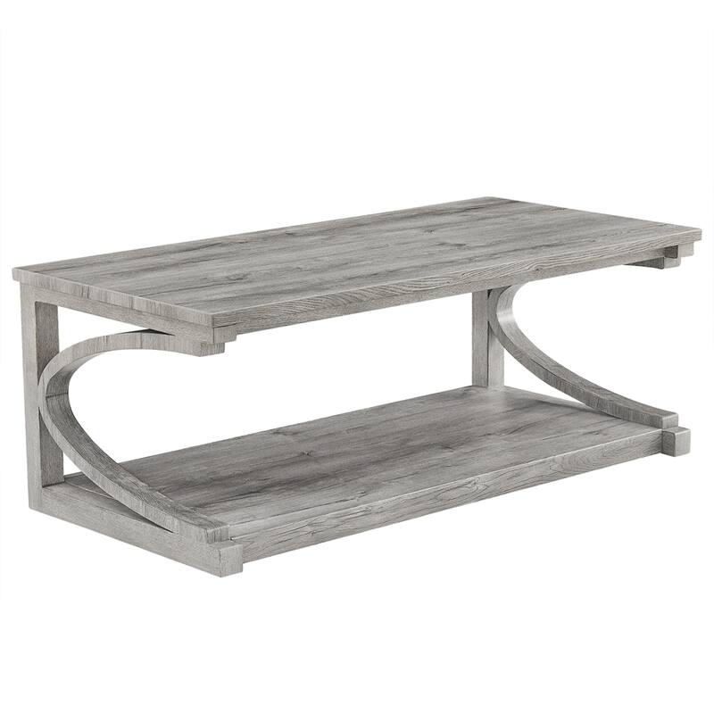 Wood Rectangular Coffee Table with Shelf