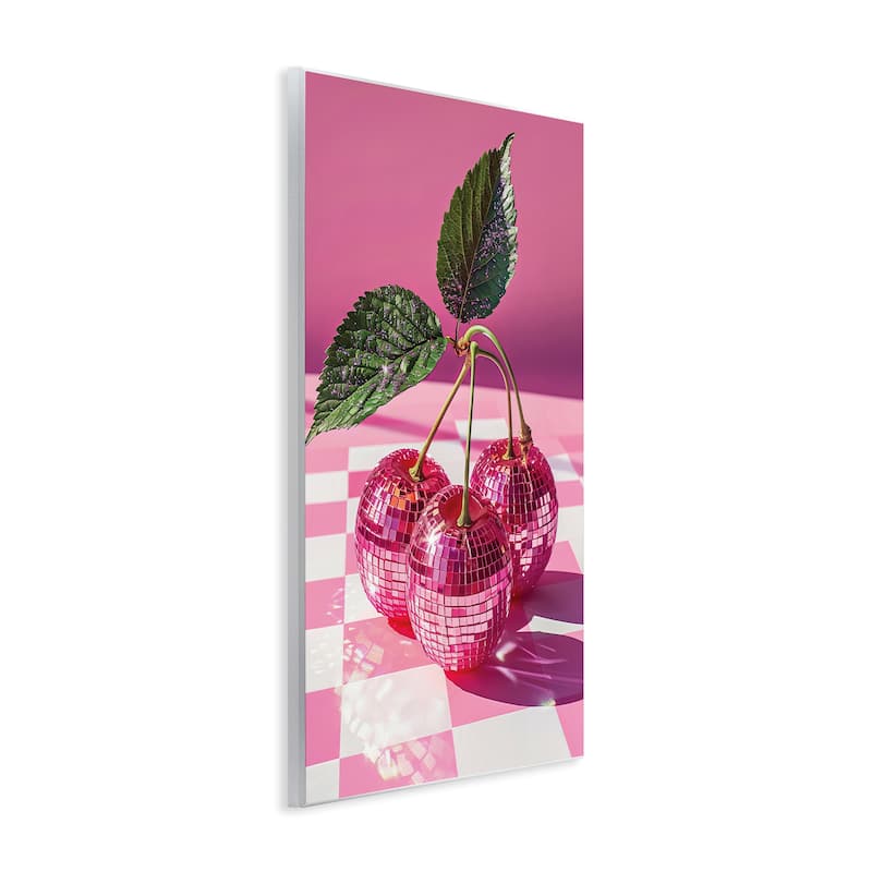 Stupell Disco Cherries on Checkered Wall Plaque Art Design By LSR Design Studio