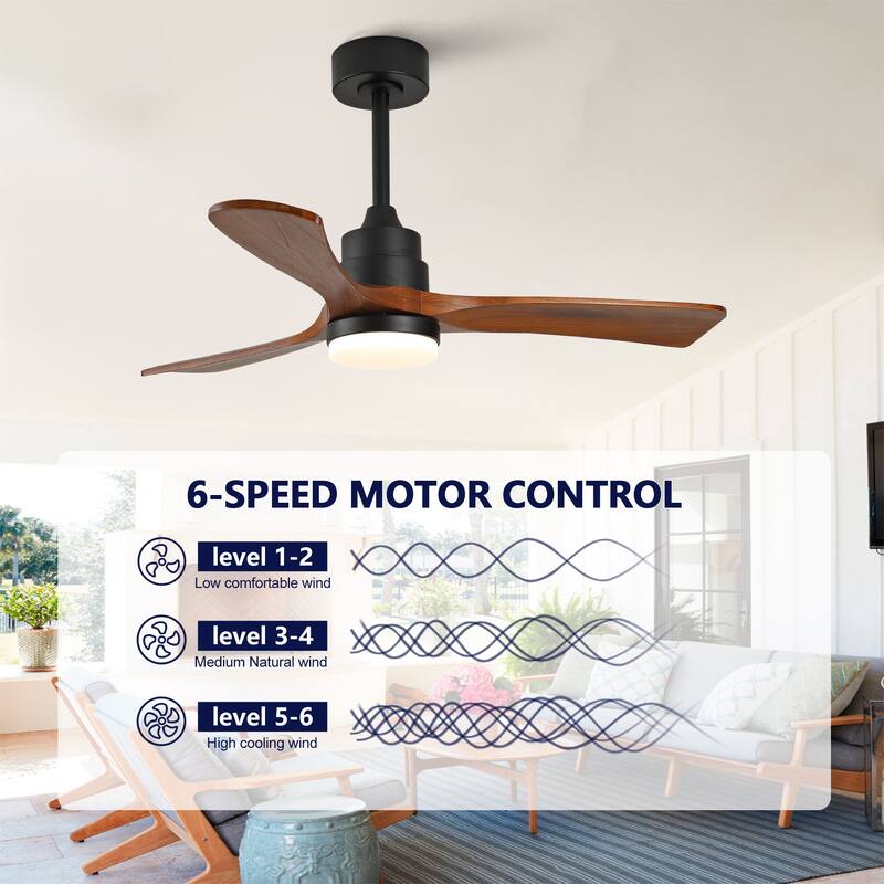 42 Inch Ceiling Fans with Lights and Remote, Outdoor Ceiling Fan for Patios with Light 3 Blades Modern Ceiling Fan - Black