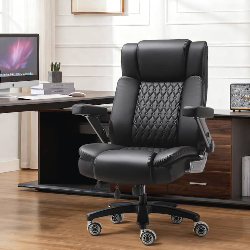 BOSSIN Big and Tall Office Chair, Heavy Duty Executive Desk Chair with 5D Adjustable Arms & Lumbar Support, Spring Cushion