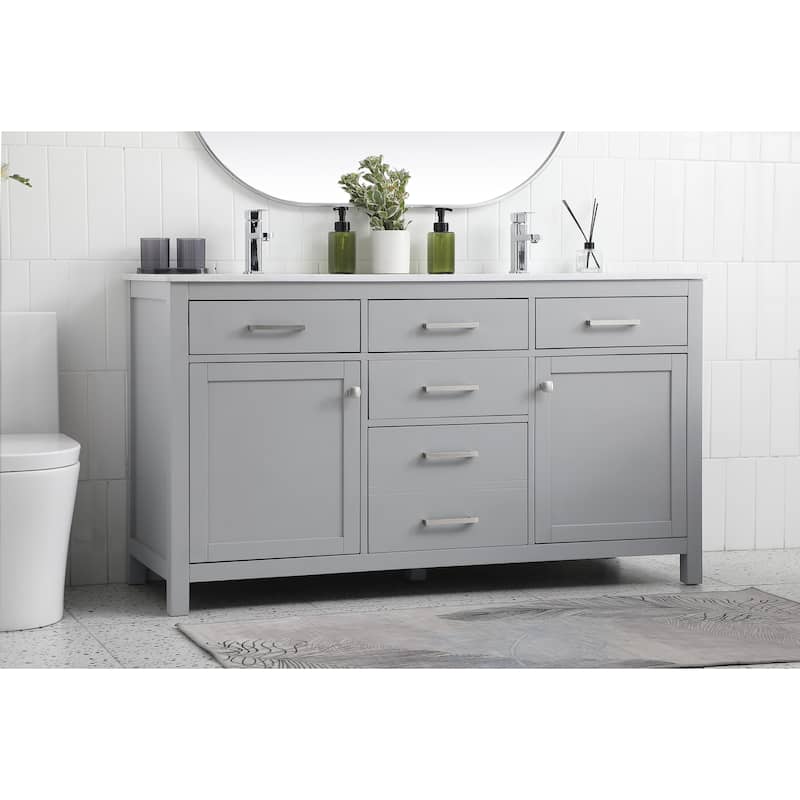 Prestige 54 - 72 Inch Double Bathroom Vanity - 60 Inches - Grey