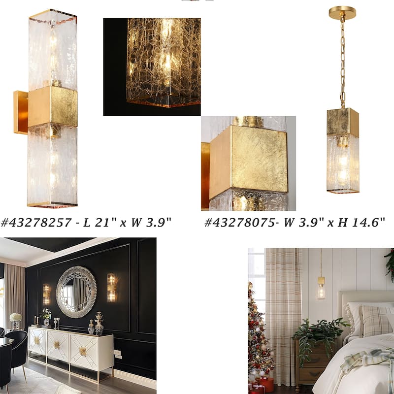 Luxmira Modern Luxury Glam Gold Large Bathroom Sconce with Art Glass for Hallway
