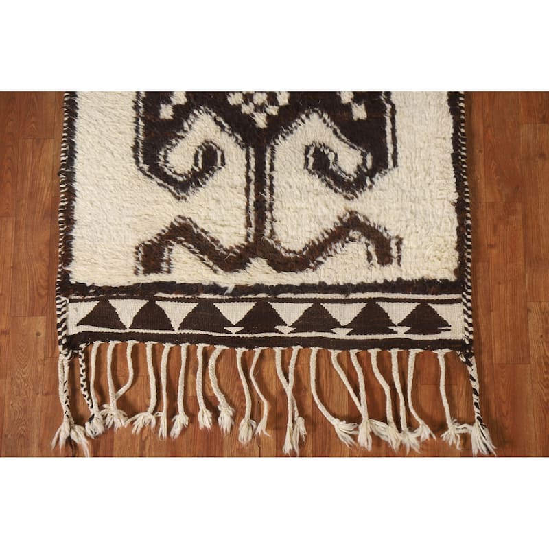 Push Anatolian Natural Dye Runner Rug Hand-knotted Wool Carpet - 3'2"x 11'4"