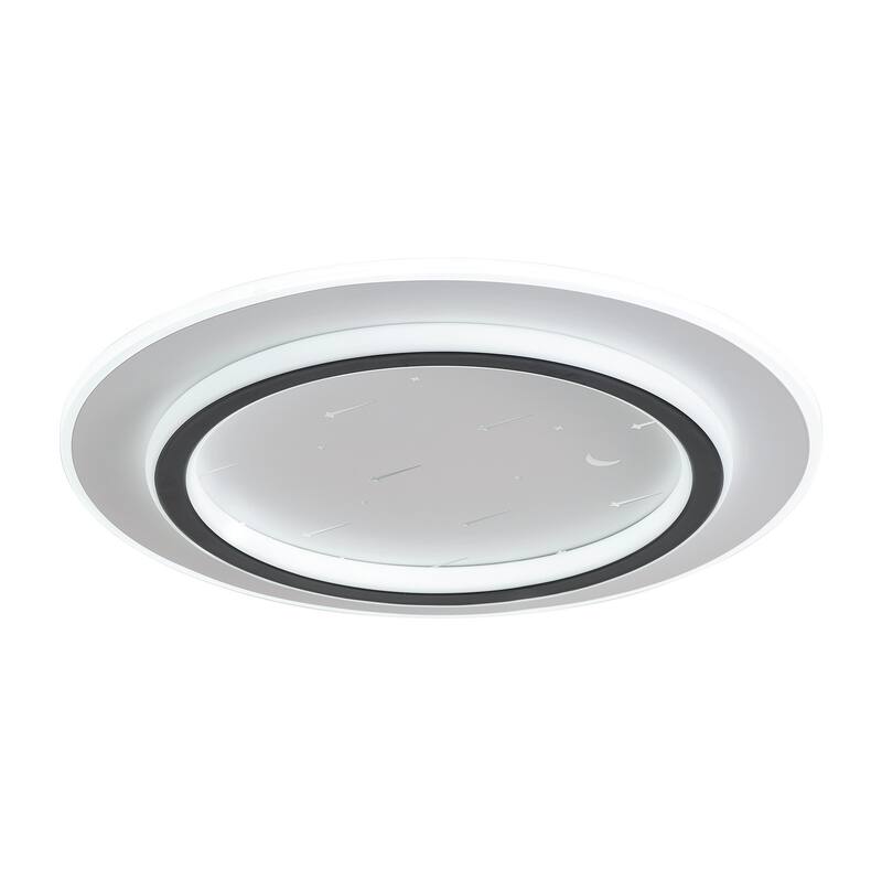 1-Light Decorated with Stars and Moon Circular Shape LED Flush Mount Lighting - 19"D×19"W×19"H