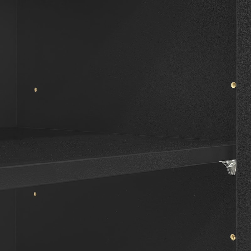 Entertainment Center Wall Unit with Bookshelves and Tempered Glass Door