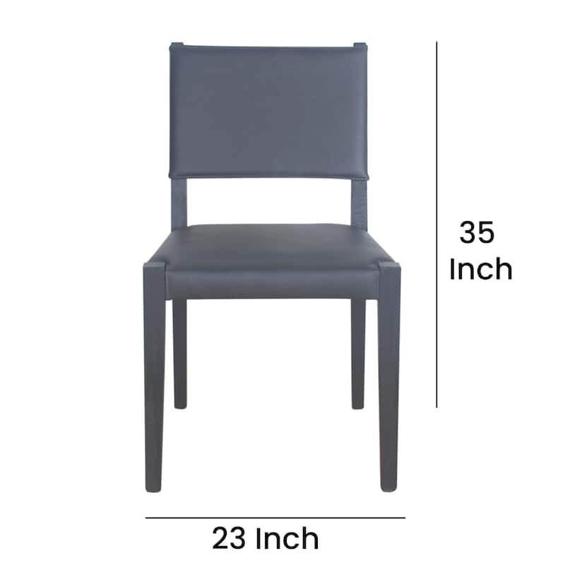 Dining Chair Set of 2, Black Fabric, Open Back, Matte Black Ash Wood