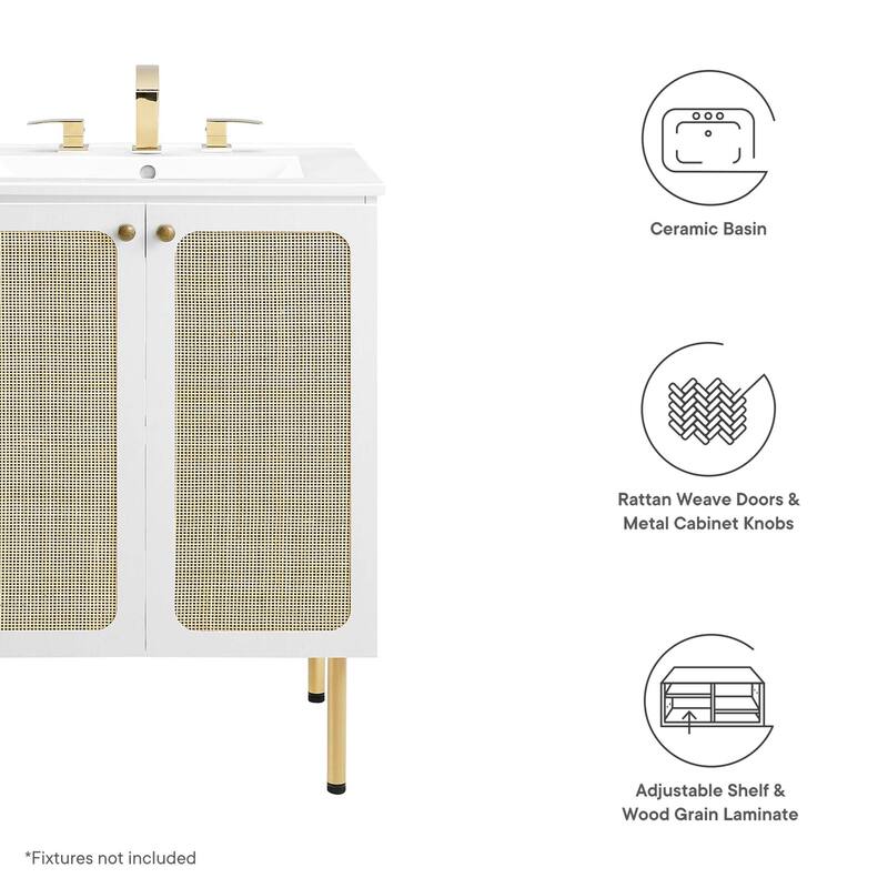 Chaucer 18"/24"/30"/36"/48"Single Basin/48" White Basin Bathroom Vanity