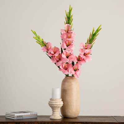 Gladiolus Artificial Floral Stem Sprays - 45" - Set of 3 - Pink