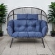 preview thumbnail 16 of 23, Gymojoy Double Wicker Egg Chair Outdoor Oversized Egg Chair Only Chair - Blue