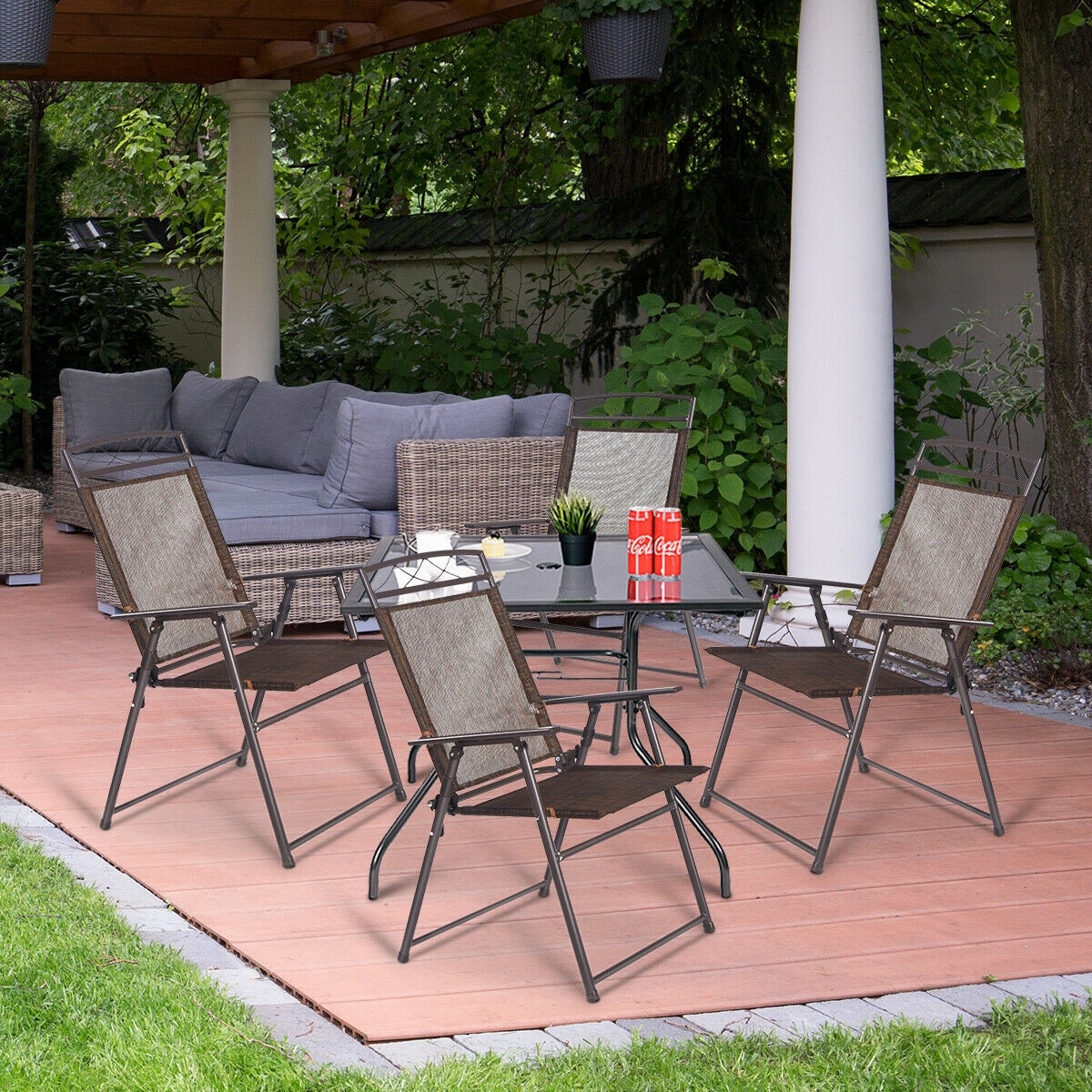 Costway set of 2 patio folding sling back camping deck chairs 2025