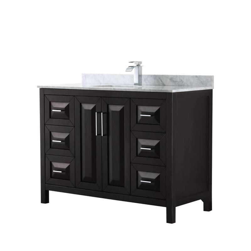 Wyndham Collection Daria 48" Free Standing Single Vanity Set with MDF - Dark Espresso / White Carrara Marble Top / - Espresso Finish