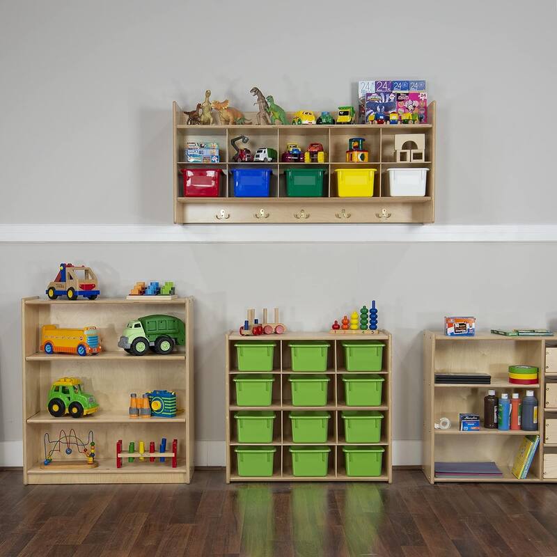 Contender 12-Cube Tray Cabinet with Bins for Organizing Children Art Supply, Kids Storage Organizer, Lime Green