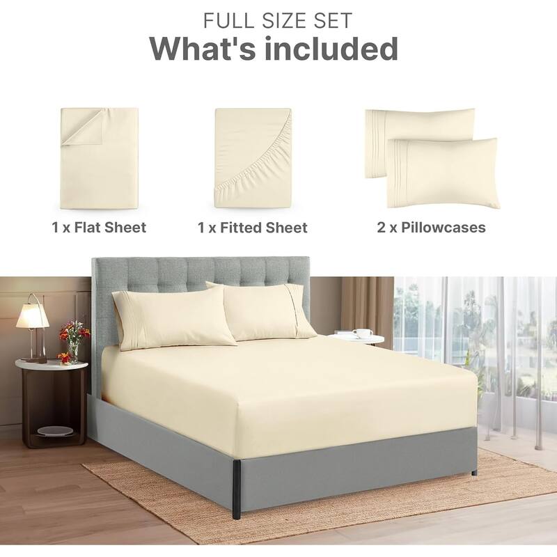 CGK Linens 4 Piece Solid Microfiber Extra Deep Pocket Bed Sheet Set