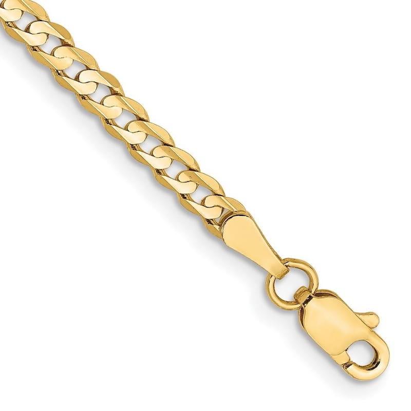 Curata 10k Yellow Gold 3mm Open Concave Curb Chain Bracelet Options: 7" 8" 9"