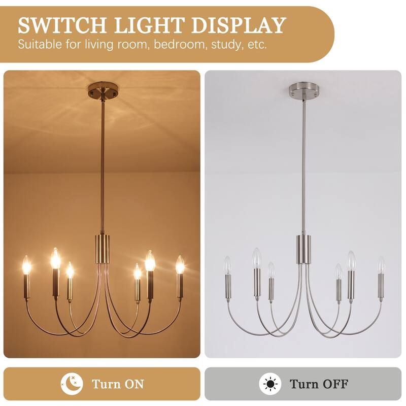 6-Light Modern Candlestick Hanging Linear Chandelier Lighting Island Chandelier for Kitchen Island