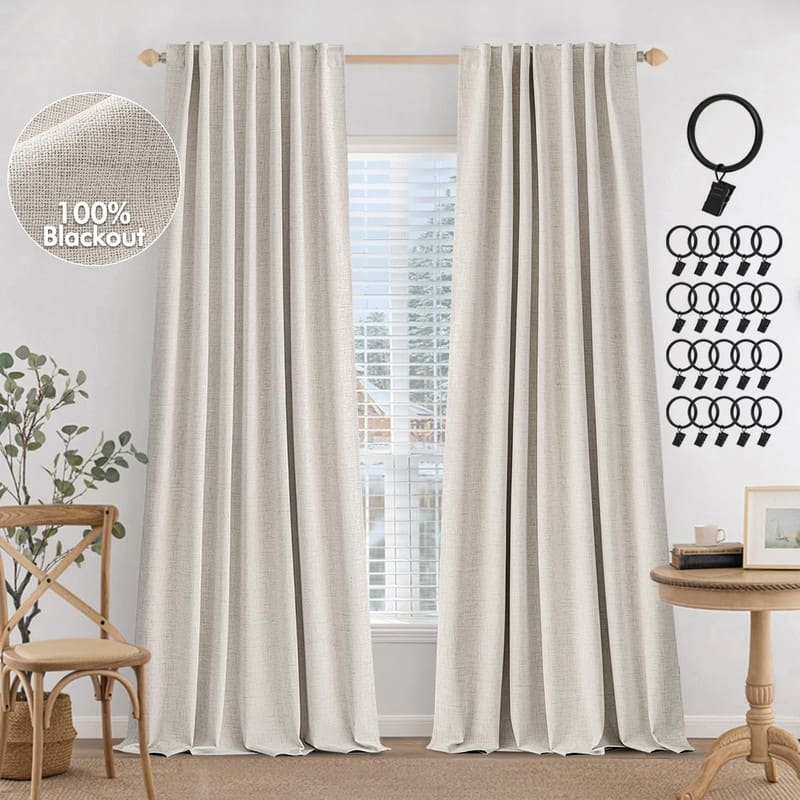 Blackout Curtains 90 inches Long, Curtains for Bedroom Living - Cream