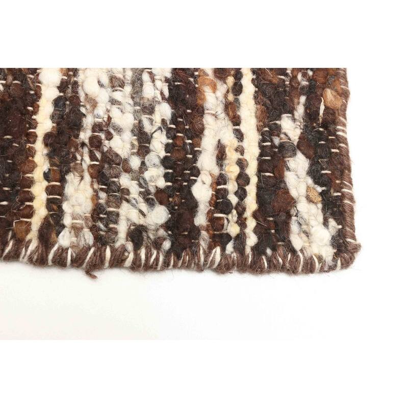 ECARPETGALLERY Braid weave Sienna Dark Brown Wool Rug - 5'4 x 7'6