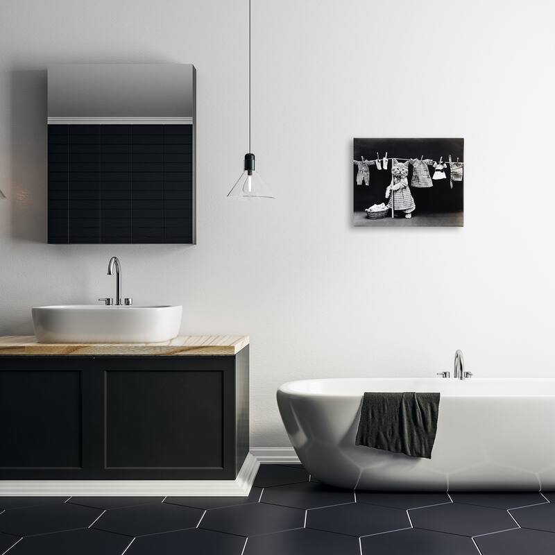 Stupell Kitten Does The Laundry Stretched Canvas Wall Art