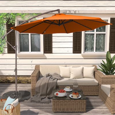 Clihome 10Ft Outdoor Crank Offset Cantilever Patio Umbrella, Without Base