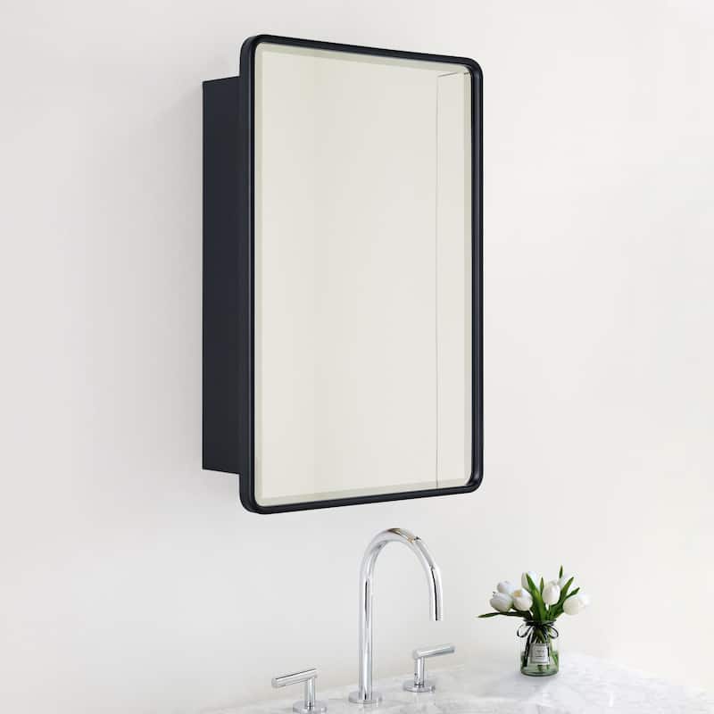 TEHOME Eldee Rectangle Metal Framed Bathroom Medicine Cabinet - 16x24 - Black