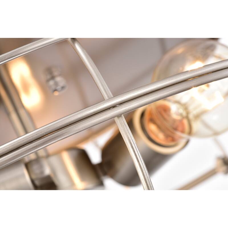 Antoine 3-Light Metal Dome Cage Flush Mount