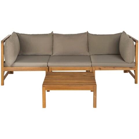 SAFAVIEH Outdoor Living Lynwood 4-piece Taupe Cushion Sectional Set