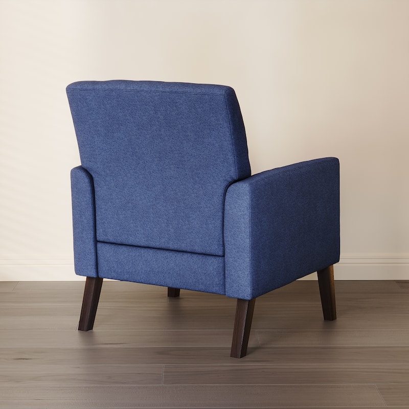 LUE BONA Linen and Walnut Legs Mid Century Modern Button Tufted Accent Chair - 29.53'' H X 30'' W X 33.07'' D