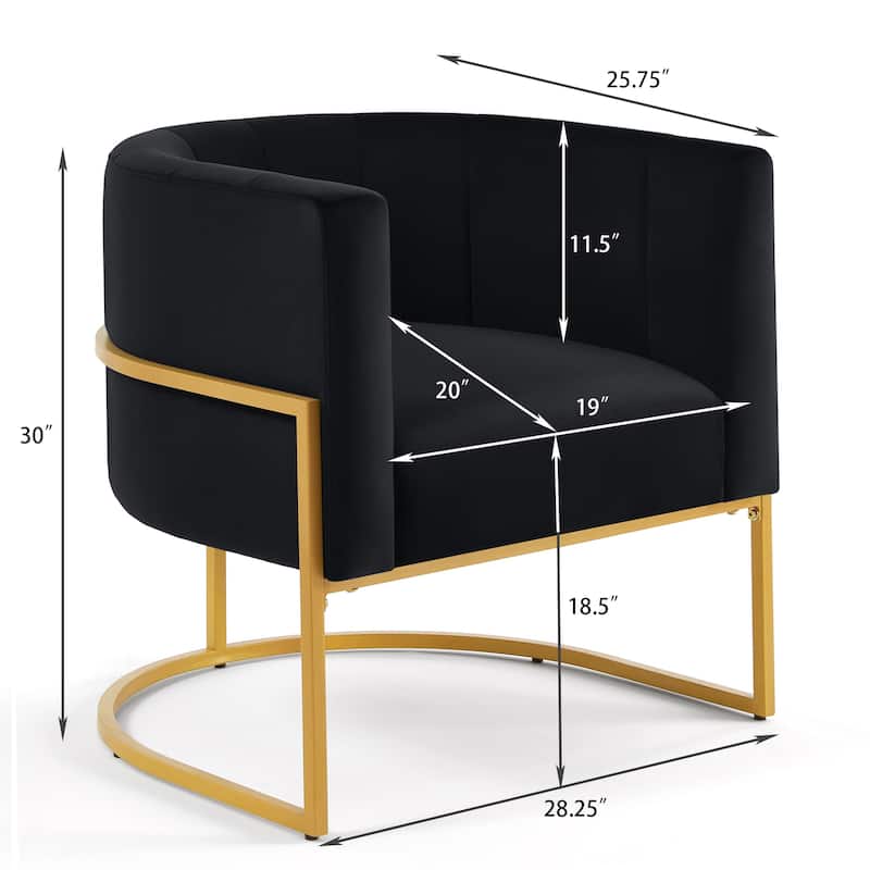 Upholstered Velvet Accent Chair with Golden Metal Stand