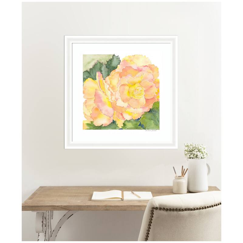 Kate and Laurel Framed Art Orange Pink Abstract Begonia by Patricia Shaw
