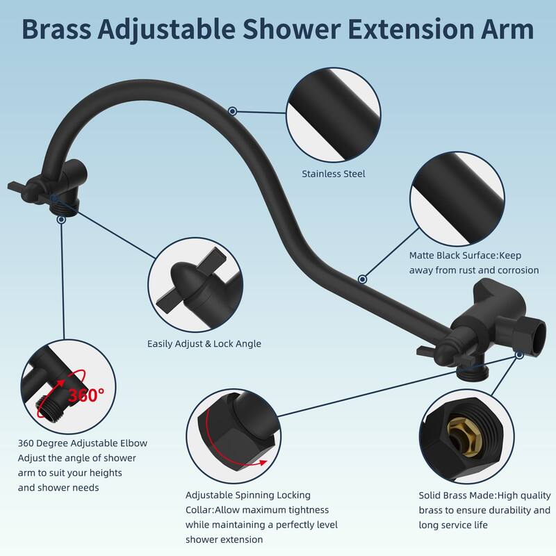 All Metal 10-Inch Round 3-Way Diverter Shower Head Combo High Pressure