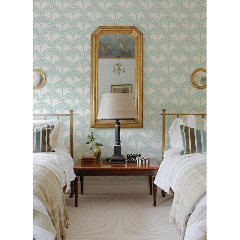 A-Street Prints Dawson Turquoise Magnolia Tree Wallpaper