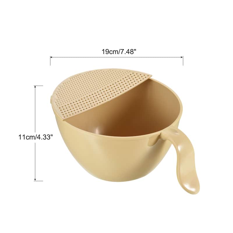 Rice Washing Bowl Drain Basket Fruit Strainer Colander With Handle - 23.5 x 19 x 11cm - Beige
