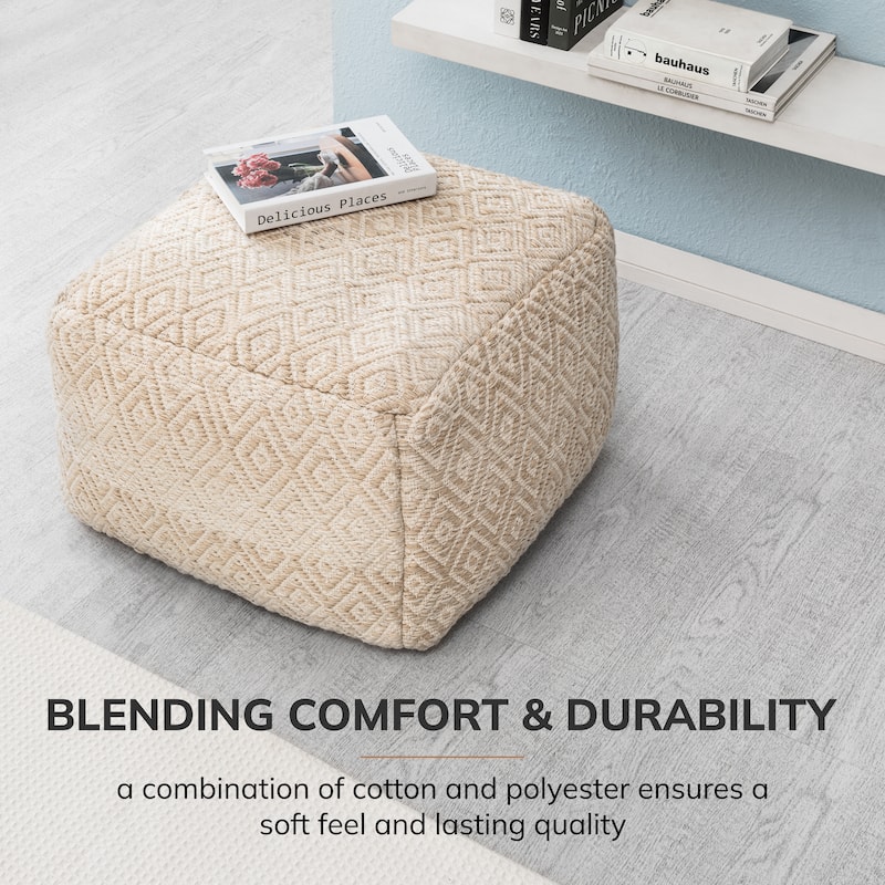 Jani 22-inch Ottoman Pouf - Handcrafted Handmade Ottoman for Seating, Footrest, Home Decor for Living Room, Bedroom