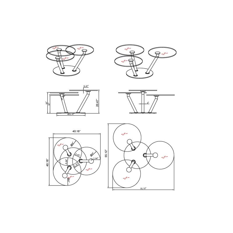 Somette Triple Surface Rotating Cocktail Table