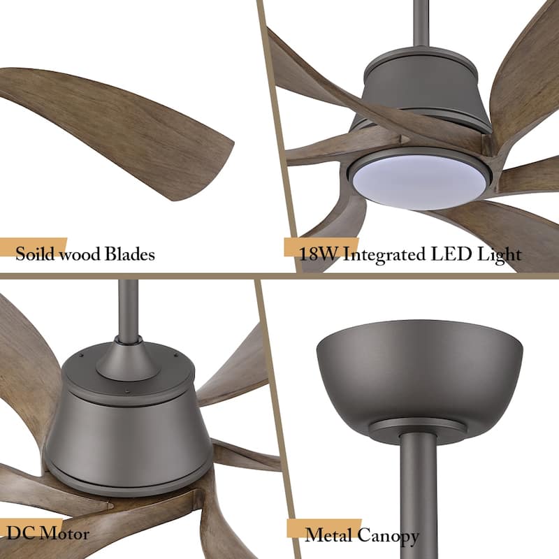 MLiAN 60 inch 6-Blades Indoor Smart LED Ceiling Fan With Remote... - 60inch