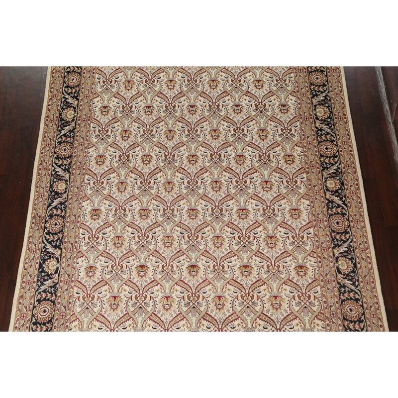 Vegetable Dye Floral Oriental Kashan Wool/ Silk Area Rug Hand-knotted - 8'1" x 10'8"