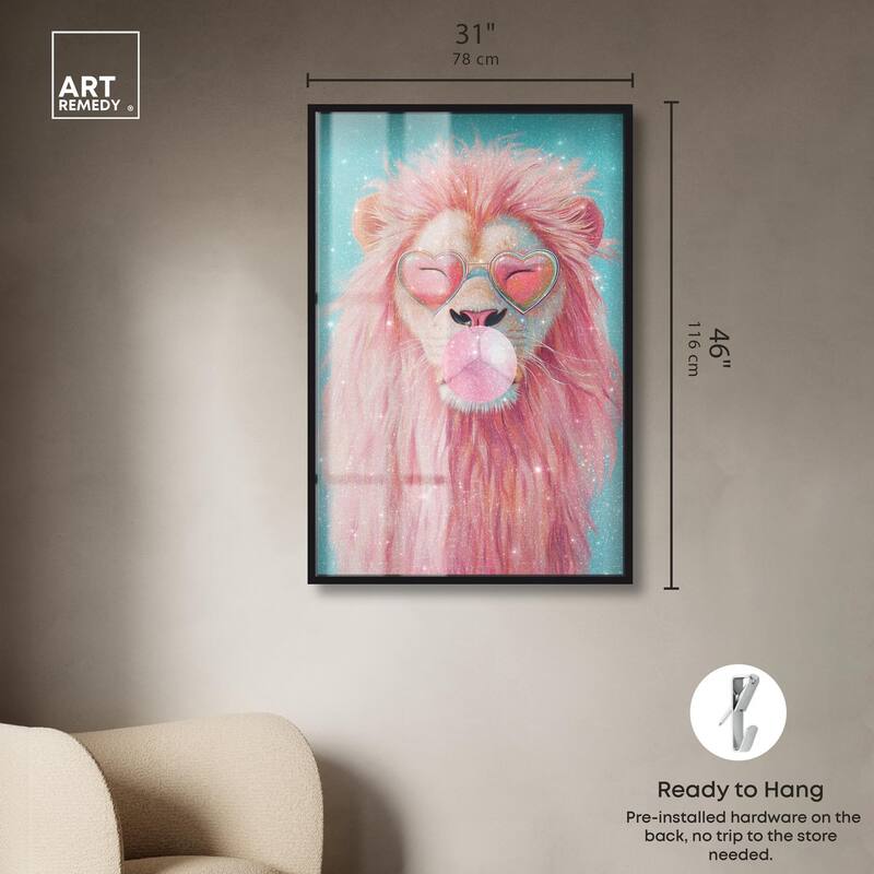 Pastel Lion Bubblegum Shadowbox by Art Remedy