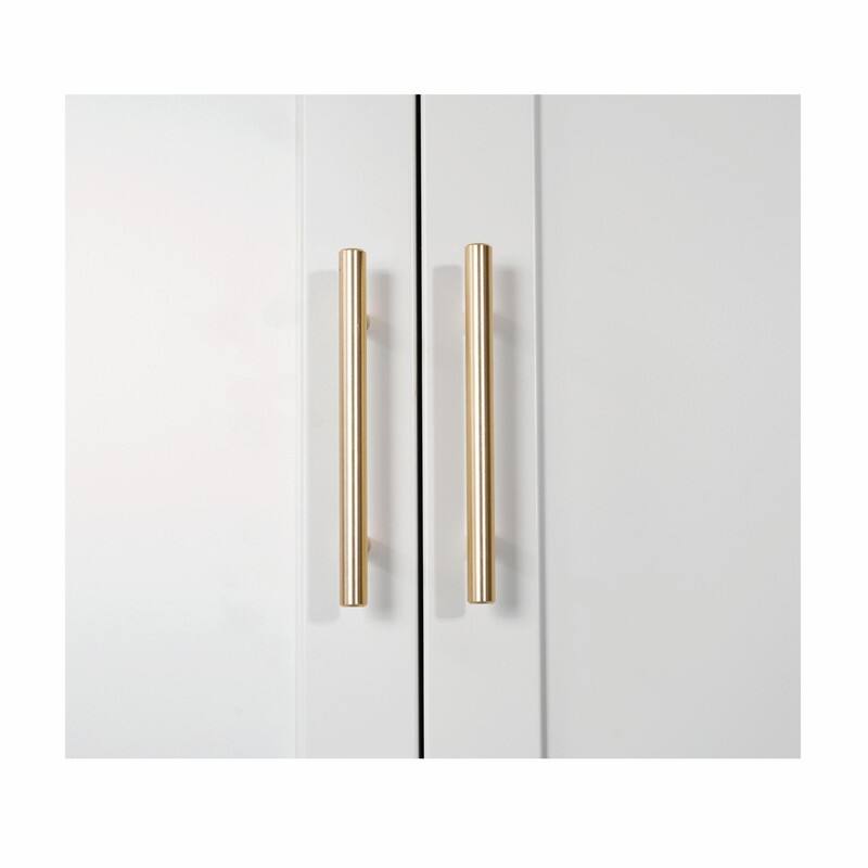 60" Tall Metal Wardrobe Cabinet - 2-Door Closet with Hanging Rod, Shelf, and Drawer