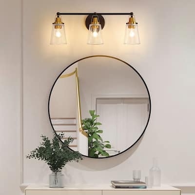 Modern 3-Light Vanity Light 26.2"" Brushed Nickel & 25.7"" Black Bronze with Clear Glass